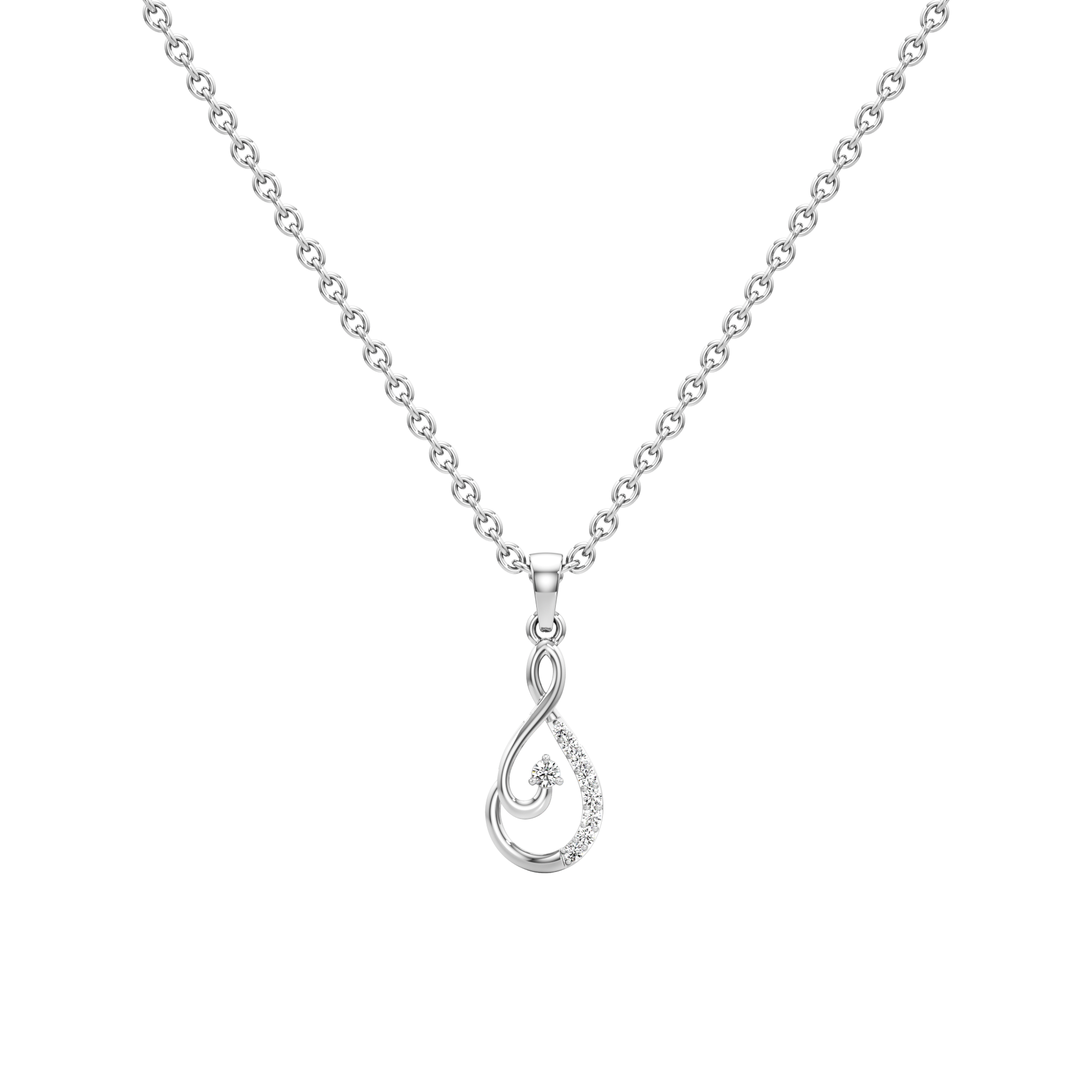 Musical Muse Silver and Diamond Pendant with Chain