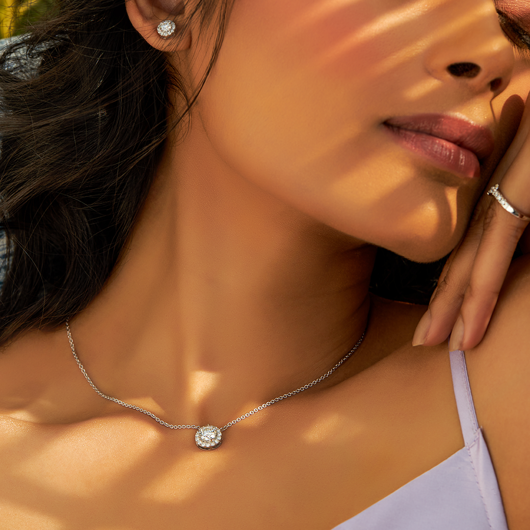 10 karat white gold 18 chain with a 1/5 carat diamond solitaire pendant - Diamond  Pendants
