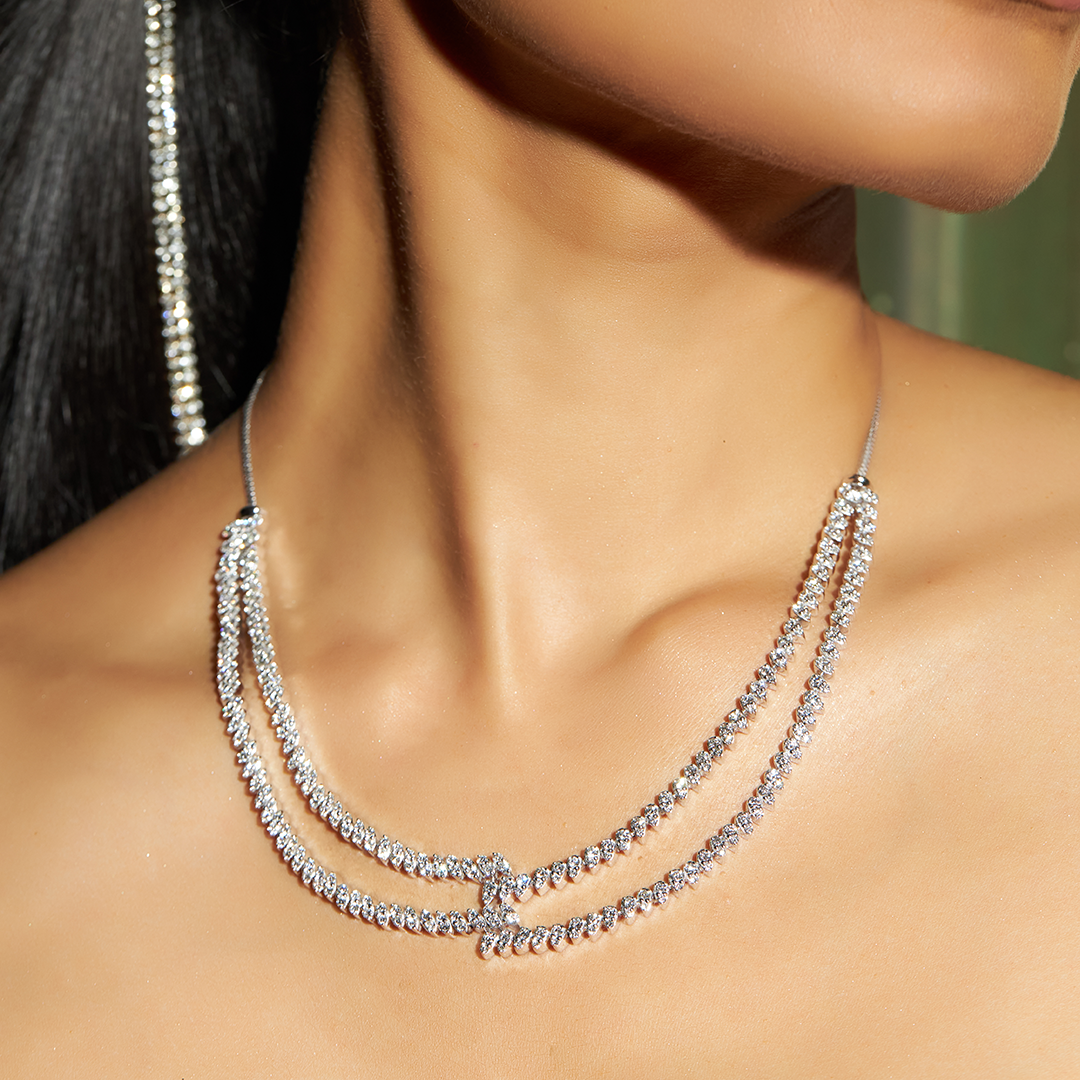 Buy Necklaces Online | Elaine Layered Diamond Necklace from Indeevari